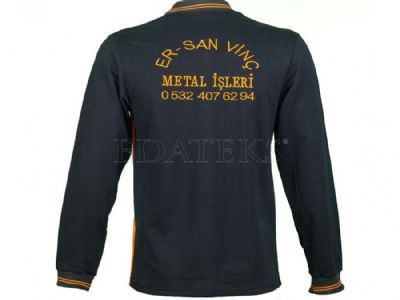 Tek Renk Baskılı-Yakalı-Polarlı-Lakos-Sweatshirt